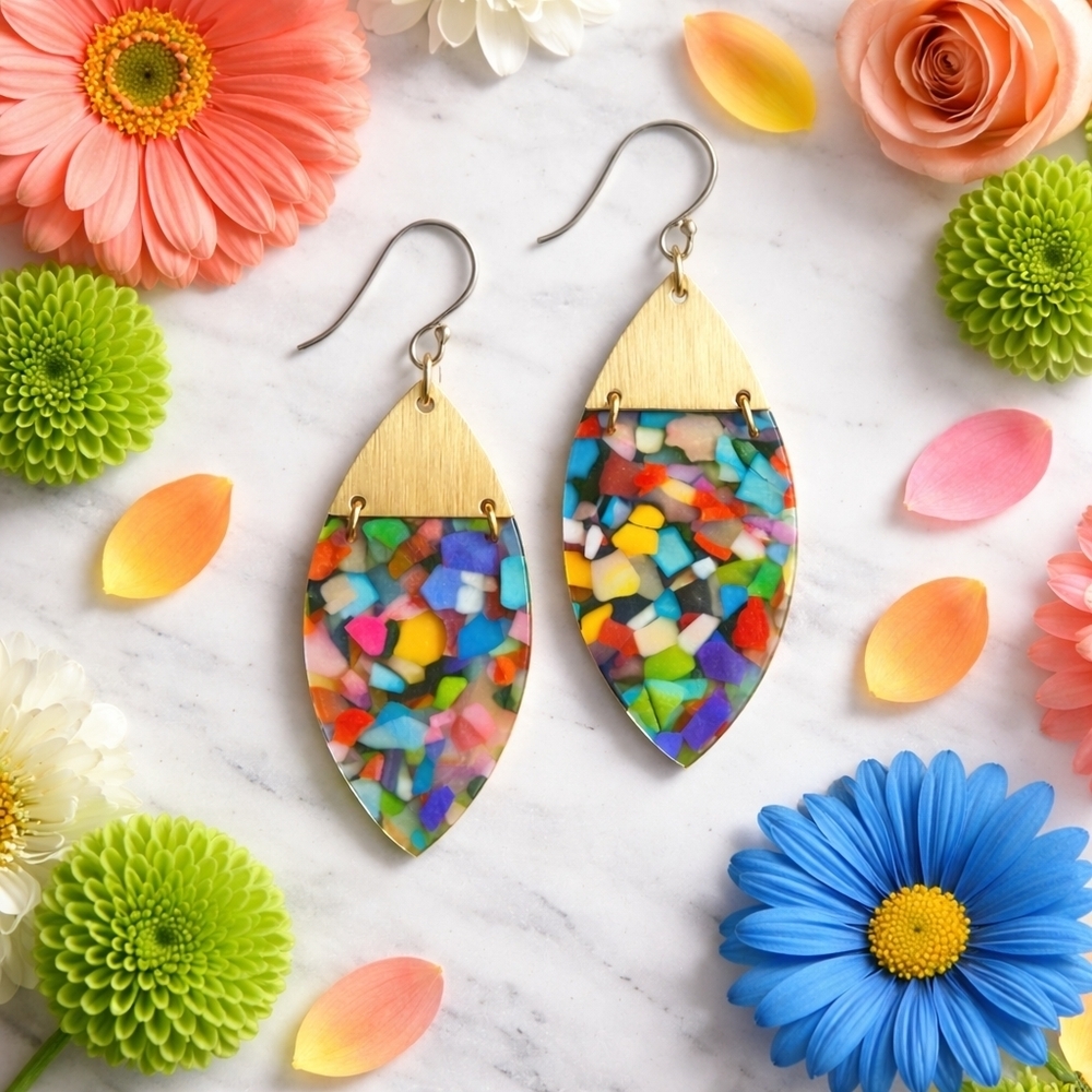 Boho Chic Colorful Drop Earrings Acrylic Alloy Lightweight Statement